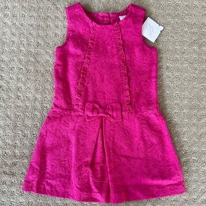 NWT Heirlooms By Polly Flinders Hot Pink Sleeveless Bow & Pleat Detail Dress, 4T